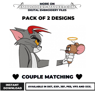 couple matching embroidery design