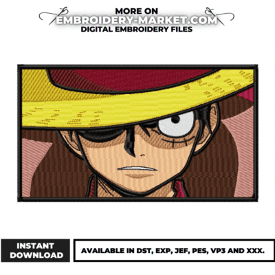 Luffy Boxed Eyes embroidery design