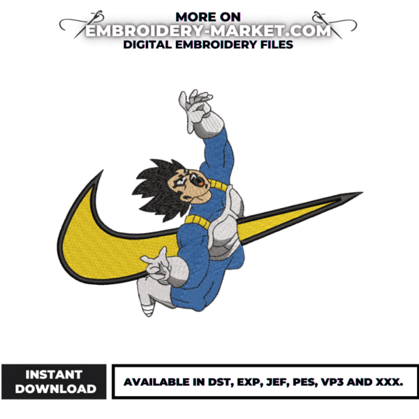 vegeta swoosh embroidery design