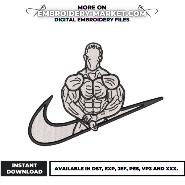 bodybuilder embroidery design