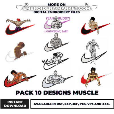 Bundle Gym Muscle embroidery design